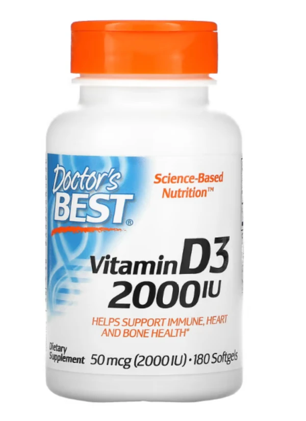 Doctor's Best, Vitamin D3, 50 mcg (2,000 IU), 180 Softgels