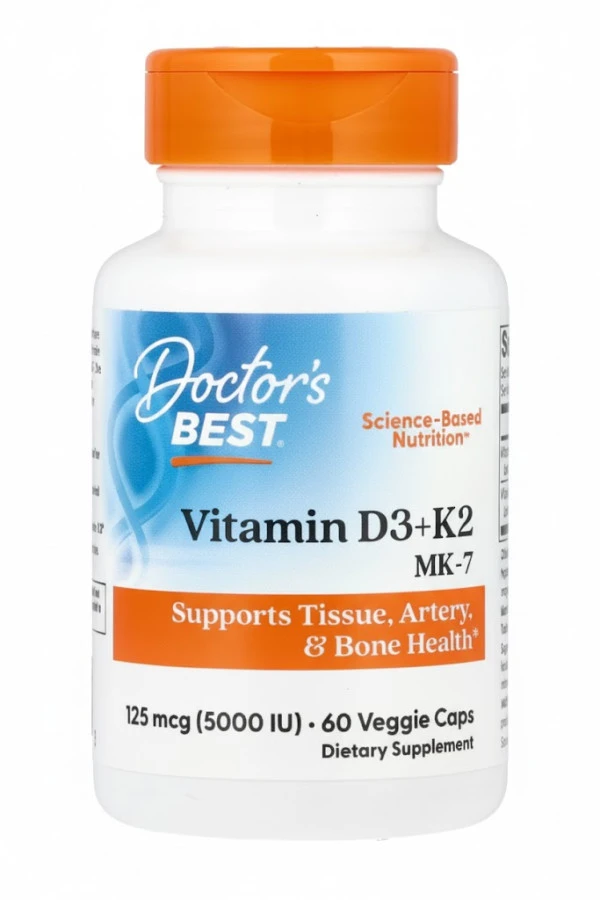 Doctor's Best, Vitamin D3 + K2, MK-7, 60 Veggie Caps