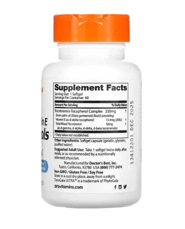 Doctor's Best, Vitamin E Tocotrienols with TocoGaia Ultra, 50 mg, 60 Softgels