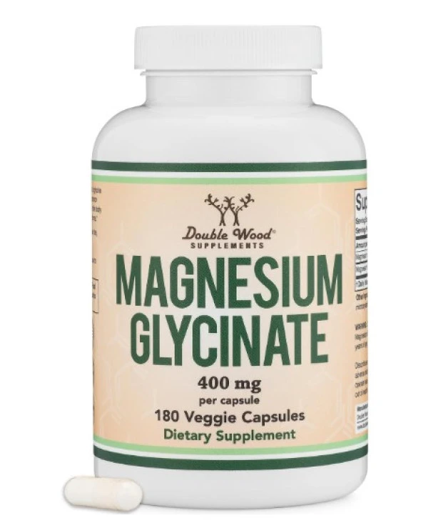 Double Wood Supplements Magnesium Glycinate -- 400 mg - 180 Capsules