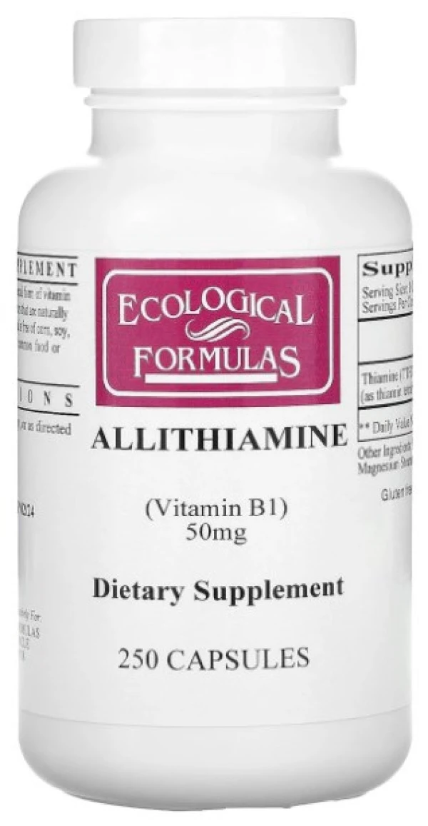 Ecological Formulas Allithiamine Vitamin B1 Capsule, 50 mg, 250 Count