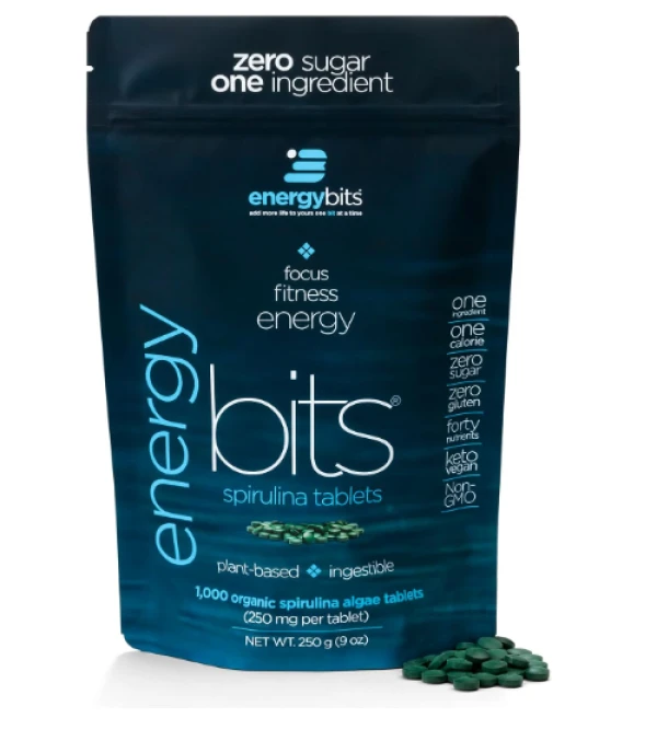 ENERGYBITS  Organic Spirulina 1000 Algae Tablets