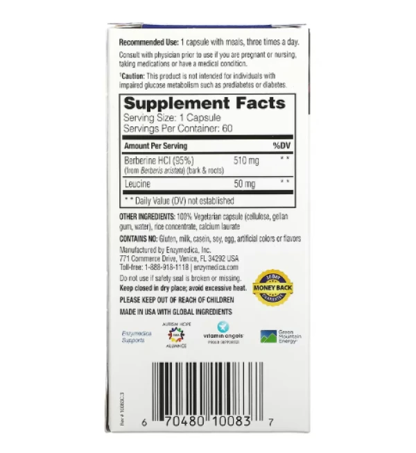 Enzymedica, Berberine, 60 Targeted-Delivery Capsules