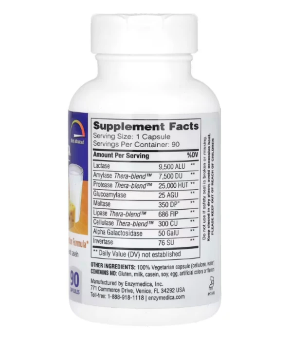 Enzymedica, Lacto, Most Advanced Dairy Digestion Formula, 90 Capsules