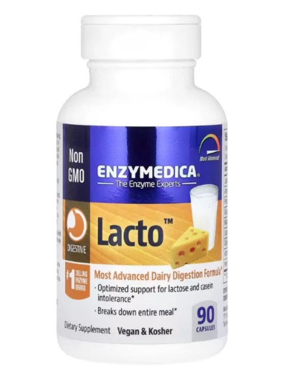 Enzymedica, Lacto, Most Advanced Dairy Digestion Formula, 90 Capsules
