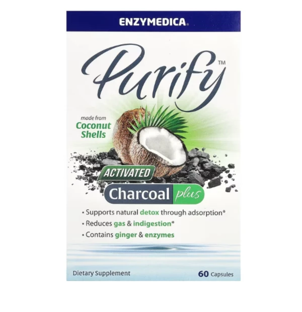Enzymedica, Purify, Activated Charcoal Plus, 60 Capsules