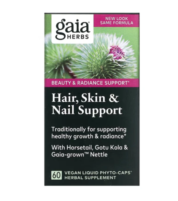 Gaia Herbs, Hair, Skin & Nail Support, 60 Vegan Liquid Phyto-Caps