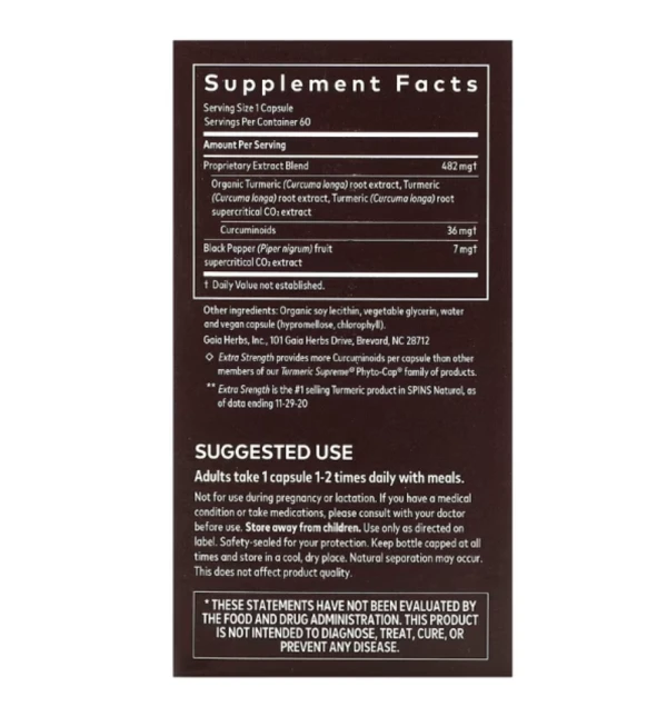 Gaia Herbs, Turmeric Supreme, Extra Strength, 60 Veggie Liquid Phyto-Caps