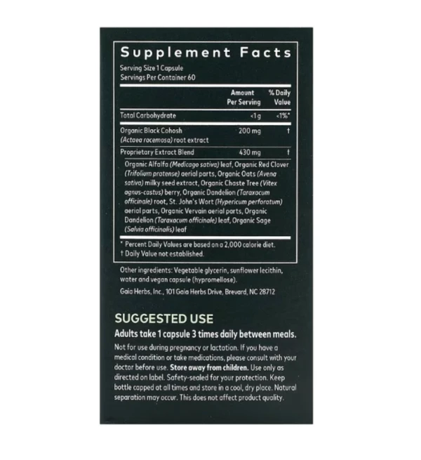 Gaia Herbs, Women, Menopause Support, Daytime, 60 Vegan Liquid Phyto-Caps