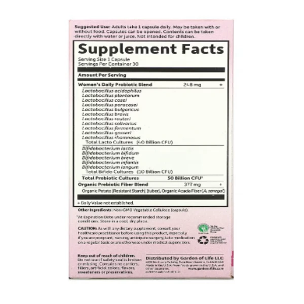 Garden of Life, Dr. Formulated Probiotics, Once Daily Women's, 50 Billion, 30 Vegetarian Capsules