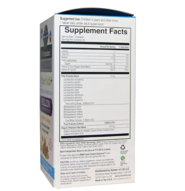 Garden of Life Dr. Formulated Probiotics Organic Kids Plus Berry Cherry -- 5 billion - 30 Yummy Chewables