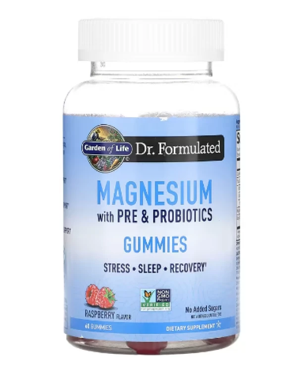 Garden of Life, Magnesium with Pre & Probiotics Gummies, Raspberry , 60 Gummies