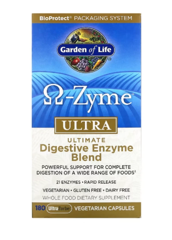 Garden of Life, O-Zyme Ultra, Ultimate Digestive Enzyme Blend, 180 UltraZorbe Vegetarian Capsules