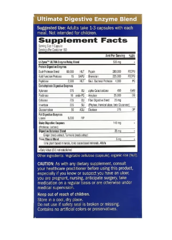 Garden of Life, O-Zyme Ultra, Ultimate Digestive Enzyme Blend, 180 UltraZorbe Vegetarian Capsules