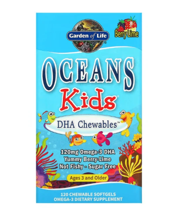 Garden of Life, Oceans Kids, DHA Chewables, Ages 3 and Older, Berry Lime, 120 Chewable Softgels