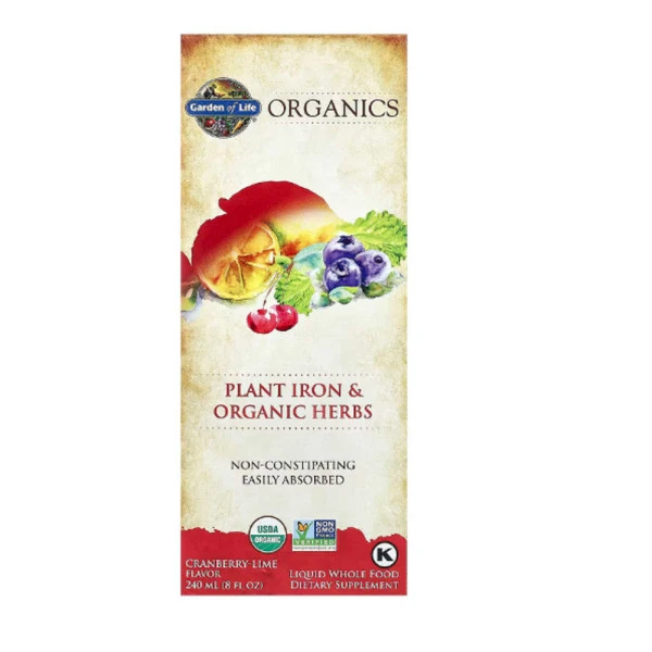 Garden of Life, Organics, Plant Iron & Organic Herbs, Cranberry-Lime, 8 fl oz (240 ml)