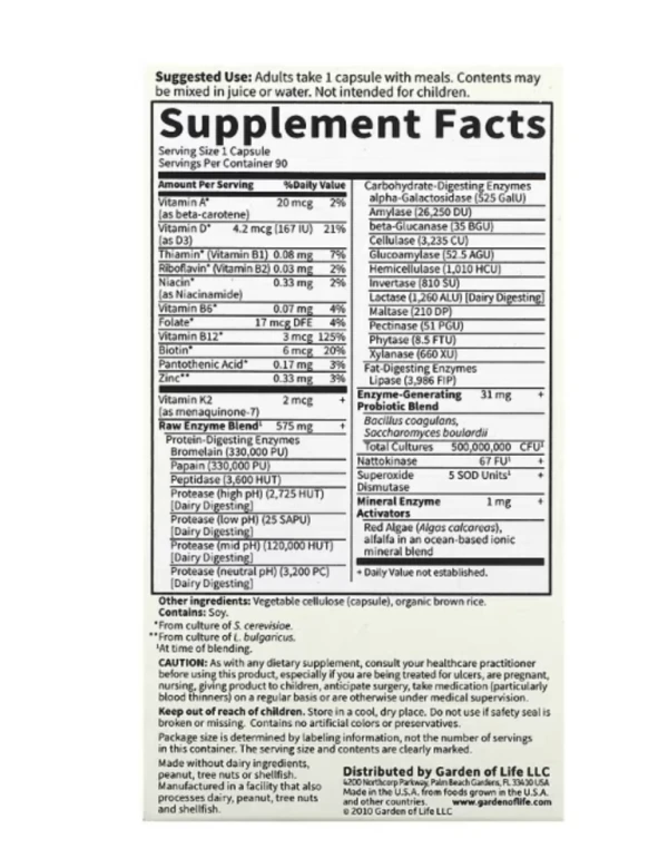 Garden of Life, RAW Enzymes, Men, 90 Vegetarian Capsules