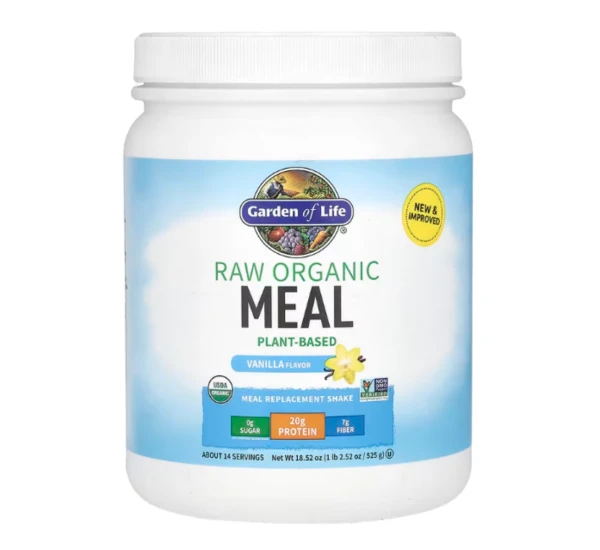 Garden of Life, RAW Organic, Meal Replacement Shake, Vanilla, 1 lb 2.52 oz (525 g)