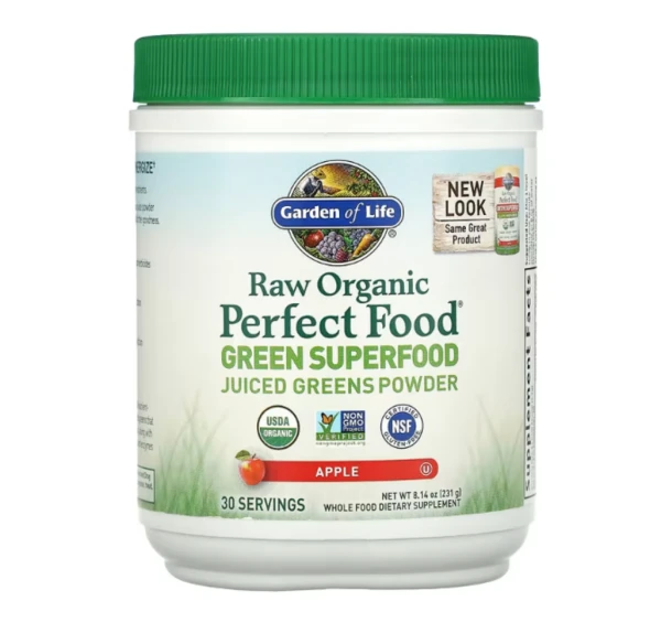 Garden of Life, Raw Organic Perfect Food, Green Superfood, Juiced Greens Powder, Apple, 8.14 oz (231 g)