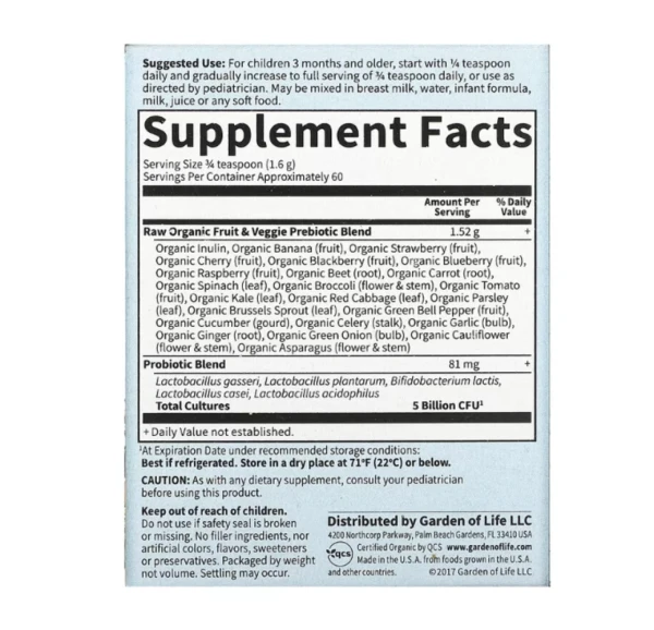 Garden of Life, RAW Probiotics, Kids, 5 Billion CFU, 3.4 oz (96 g)