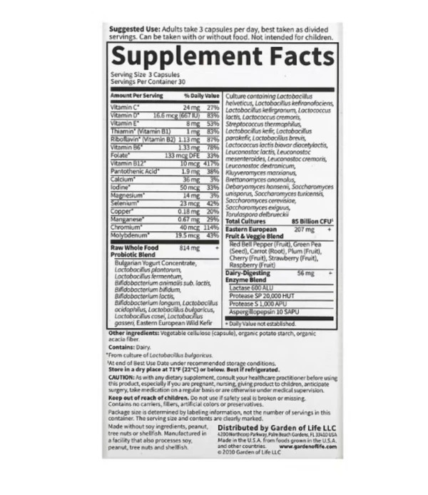 Garden of Life, RAW Probiotics, Men 50 & Wiser, 85 Billion, 90 Vegetarian Capsules (28.33 Billion Live Cultures per Capsule)