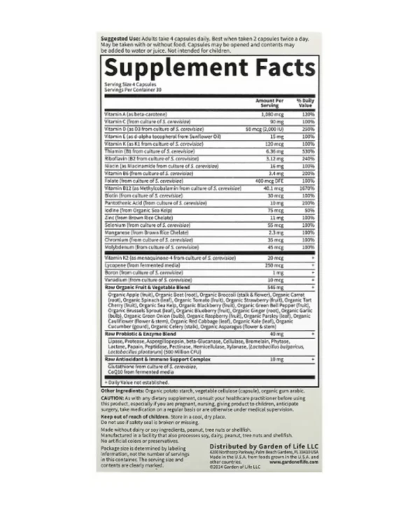 Garden of Life, Vitamin Code, 50 & Wiser Men, Whole Food Multivitamin, 120 Vegetarian Capsules
