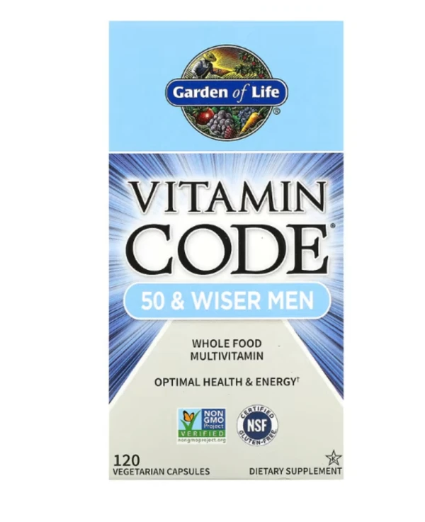 Garden of Life, Vitamin Code, 50 & Wiser Men, Whole Food Multivitamin, 120 Vegetarian Capsules