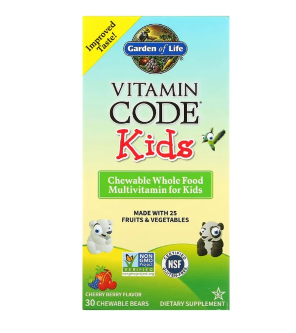 Garden of Life, Vitamin Code, Kids, Chewable Whole Food Multivitamin, Cherry Berry, 30 Chewable Bears