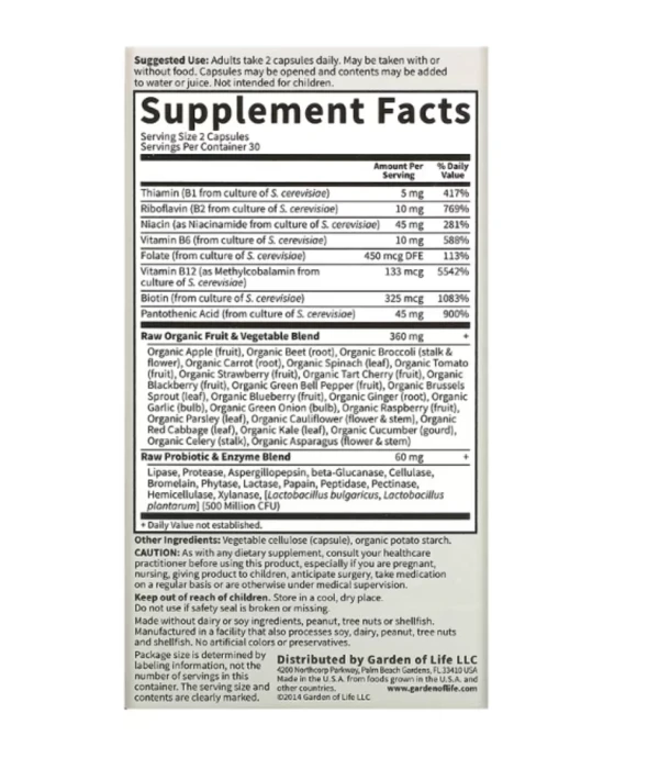 Garden of Life, Vitamin Code, RAW B-Complex, 60 Vegan Capsules