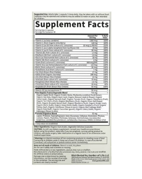 Garden of Life, Vitamin Code, RAW Prenatal, 90 Vegetarian Capsules