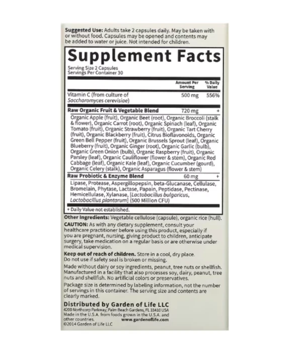 Garden of Life, Vitamin Code, RAW Vitamin C, 60 Vegan Capsules