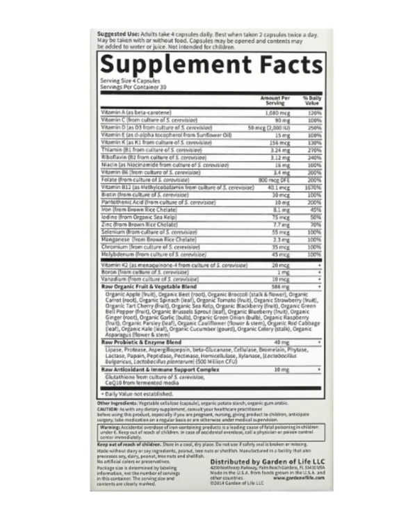 Garden of Life, Vitamin Code, Whole Food Multivitamin for Women, 120 Vegetarian Capsules
