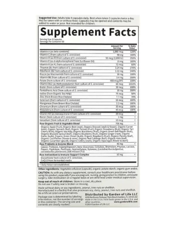 Garden of Life, Vitamin Code, Whole Food Multivitamin for Women, 50 & Wiser, 240 Vegetarian Capsules
