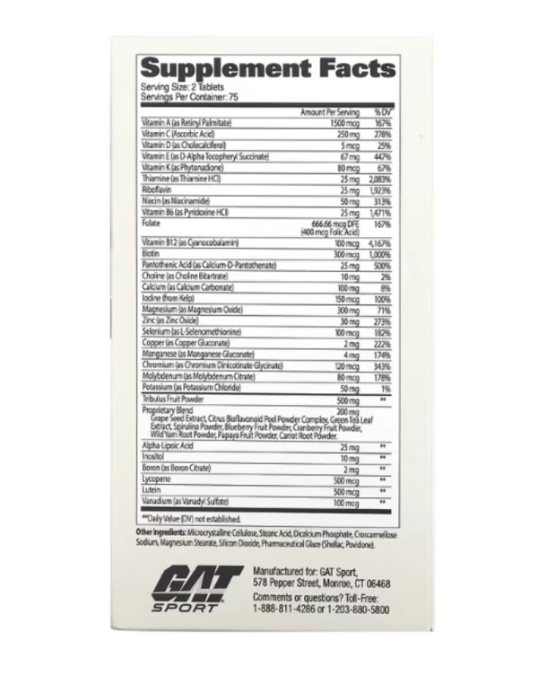 GAT, Mens Multi + Test, 150 Tablets