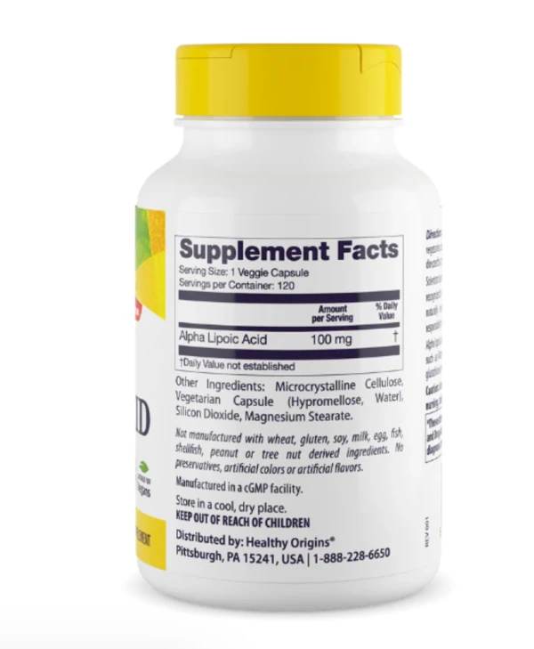 Healthy Origins Alpha Lipoic Acid 100 mg - 120 Capsules