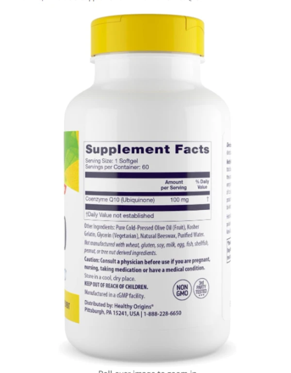 Healthy Origins, CoQ10, Kaneka Q10, 100 mg, 60 Softgels