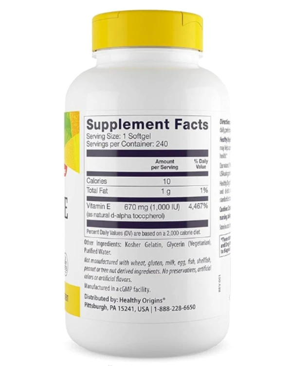 Healthy Origins E-1000 -- 1000 IU - 240 Softgels