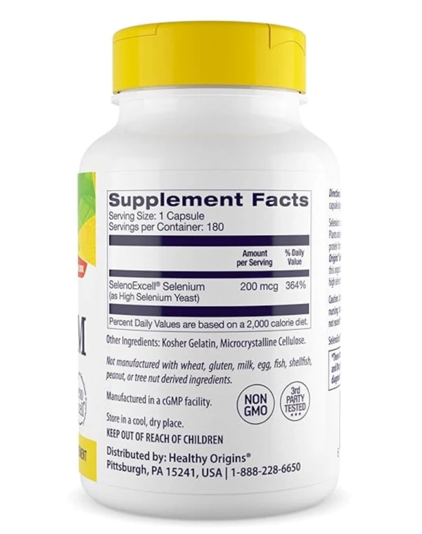 Healthy Origins Natural Seleno Excell Selenium -- 200 mcg - 180 Capsules