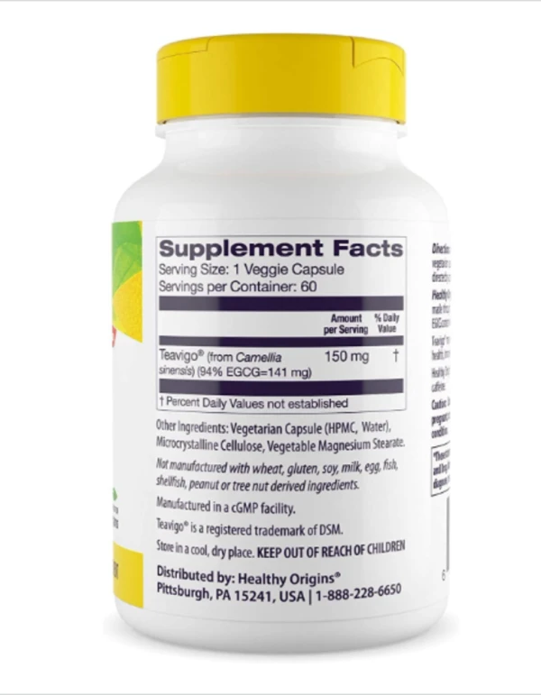 Healthy Origins, Teavigo, Caffeine Free, 150 mg, 60 Veggie Capsules