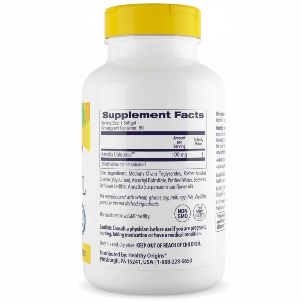 Healthy Origins, Ubiquinol, Kaneka Q+, 100 mg, 60 Softgels