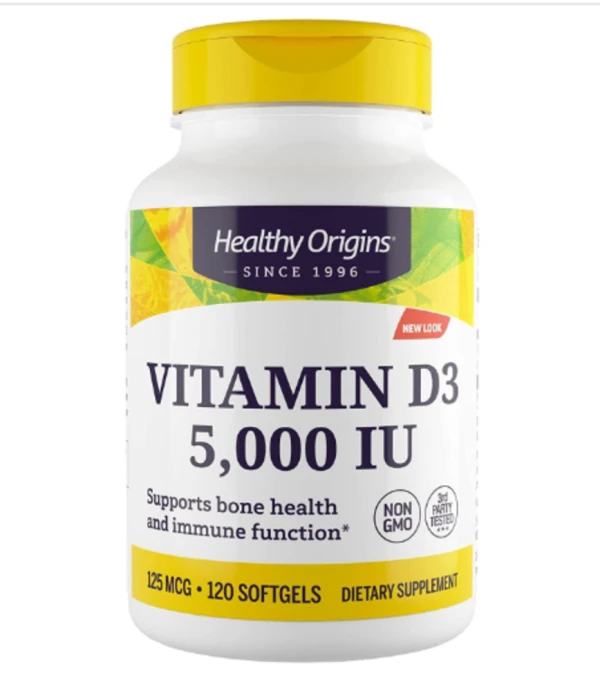 Healthy Origins, Vitamin D3, 5,000 IU, 120 Softgels