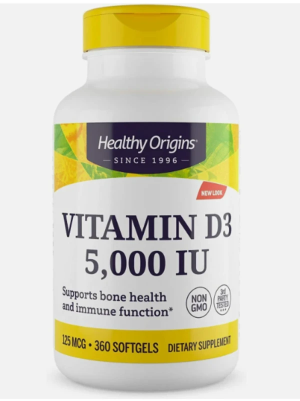 Healthy Origins, Vitamin D3, 5,000 IU, 360 Softgels