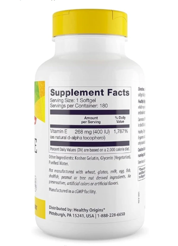 Healthy Origins, E-400, 180 Softgels
