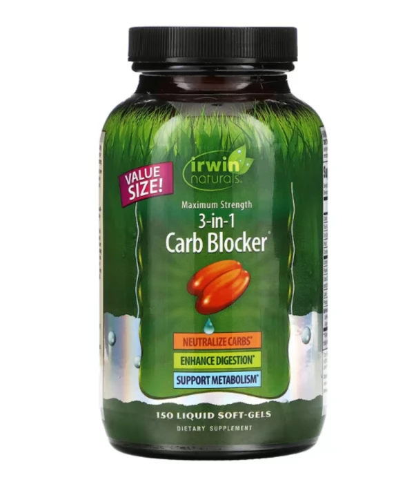 Irwin Naturals, 3-in-1 Carb Blocker, Maximum Strength, 150 Liquid Soft-Gels