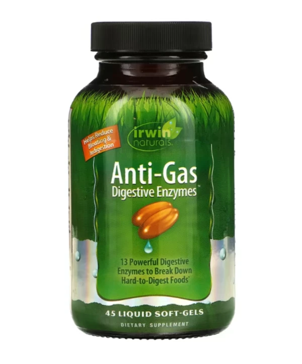 Irwin Naturals, Anti-Gas Digestive Enzymes, 45 Liquid Soft-Gels
