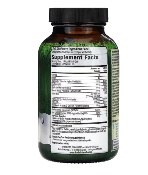 Irwin Naturals, Mega B-Complex with Quick Energy MCT's, 60 Liquid Soft-Gels