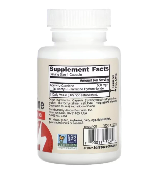 Jarrow Formulas, Acetyl L-Carnitine, 500 mg, 60 Veggie Capsules