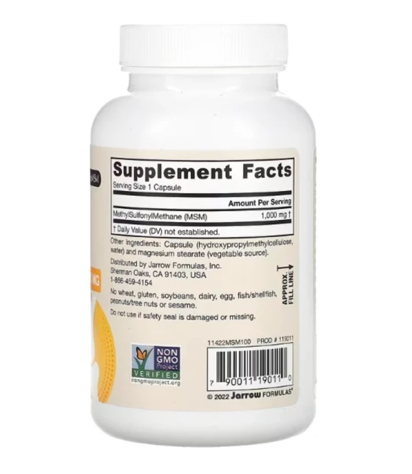 Jarrow Formulas, MSM, 1,000 mg, 100 Veggie Capsules