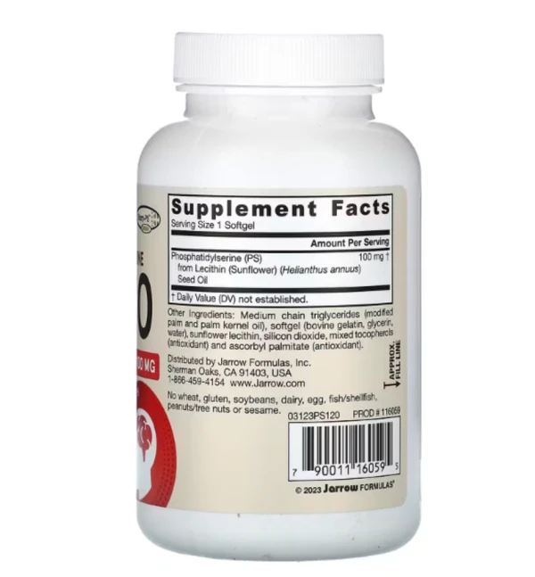 Jarrow Formulas, PS 100, Phosphatidylserine, 100 mg, 120 Softgels