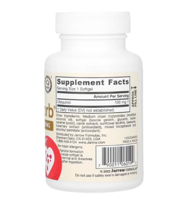 Jarrow Formulas, Ubiquinol QH-Absorb, Max Absorption, 100 mg, 60 Softgels
